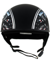 Hot Leathers HLD1023 V-Twin Eagle Flat Black Motorcycle DOT Skull Cap Half Helmet Biker