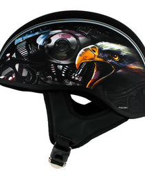 Hot Leathers HLD1023 V-Twin Eagle Flat Black Motorcycle DOT Skull Cap Half Helmet Biker