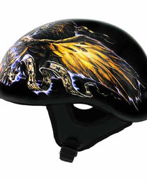 Hot Leathers HLD1028 USA Eagle Flat Black Motorcycle DOT Approved Skull Cap Half Helmet Biker