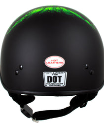 Hot Leathers HLD1030 Flat Black Shredder Motorcycle DOT Approved Skull Cap Half Helmet Biker