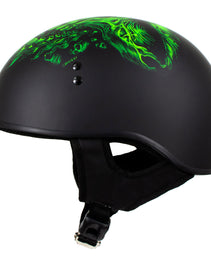 Hot Leathers HLD1030 Flat Black Shredder Motorcycle DOT Approved Skull Cap Half Helmet Biker