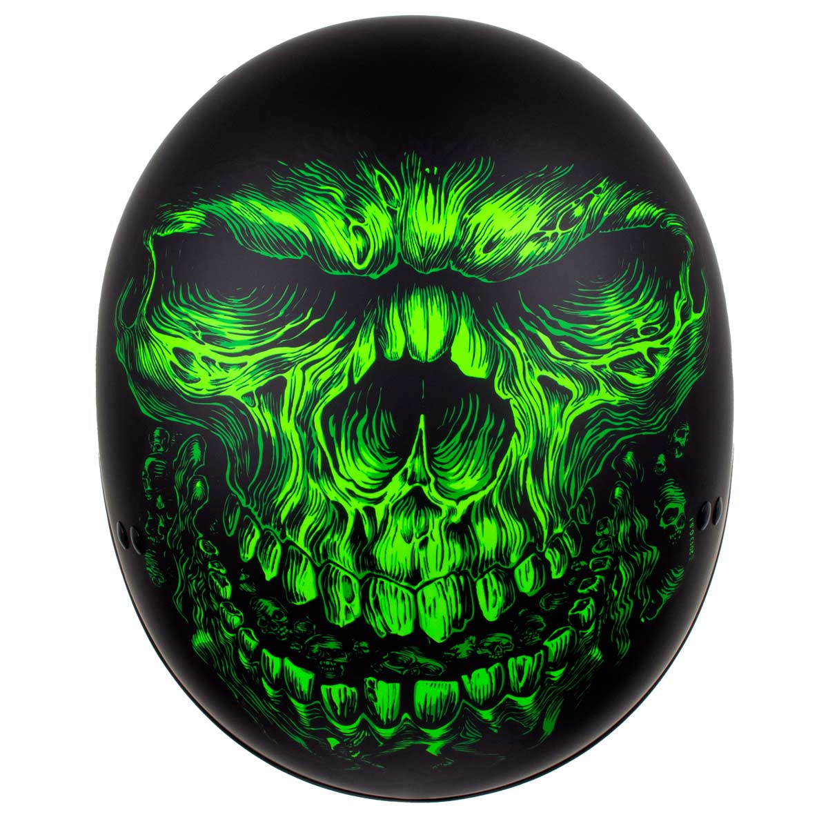 Hot Leathers HLD1030 Flat Black Shredder Motorcycle DOT Approved Skull Cap Half Helmet Biker