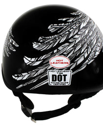 Hot Leathers HLD1032 Black Indian Skull Motorcycle DOT Approved Skull Cap Half Helmet Biker