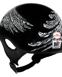 Hot Leathers HLD1032 Black Indian Skull Motorcycle DOT Approved Skull Cap Half Helmet Biker