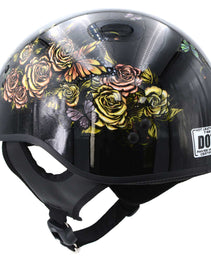 Hot Leathers HLD1034 Butterfly Lock Gloss Black Motorcycle DOT Approved Skull Cap Half Biker Helmet