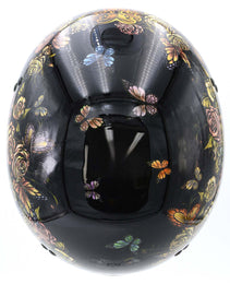 Hot Leathers HLD1034 Butterfly Lock Gloss Black Motorcycle DOT Approved Skull Cap Half Biker Helmet