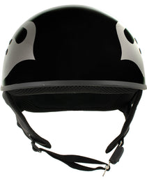 Hot Leathers HLD1036 Silver Flames Gloss Black Motorcycle DOT Approved Skull Cap Half Helmet