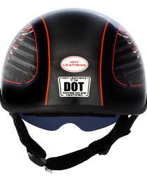 Hot Leathers HLD1037 Gloss Black Up Wing Eagle USA Advanced DOT Unisex Half Helmet w/ Drop Down Visor