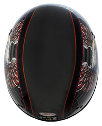 Hot Leathers HLD1037 Gloss Black Up Wing Eagle USA Advanced DOT Unisex Half Helmet w/ Drop Down Visor