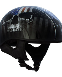 Hot Leathers HLD1042 Gloss Black Warrior Bullet Advanced DOT Approved Skull Half Helmet Biker