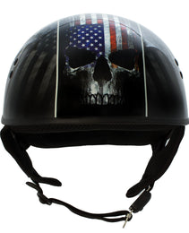 Hot Leathers HLD1042 Gloss Black Warrior Bullet Advanced DOT Approved Skull Half Helmet Biker