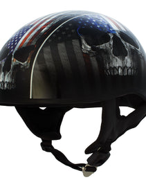 Hot Leathers HLD1042 Gloss Black Warrior Bullet Advanced DOT Approved Skull Half Helmet Biker