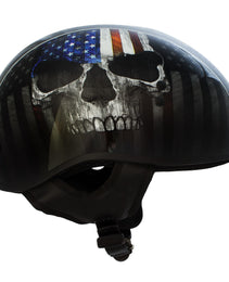 Hot Leathers HLD1042 Gloss Black Warrior Bullet Advanced DOT Approved Skull Half Helmet Biker
