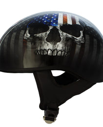 Hot Leathers HLD1042 Gloss Black Warrior Bullet Advanced DOT Approved Skull Half Helmet Biker