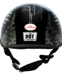 Hot Leathers HLD1043 Gloss Black Black and White Warrior Bullet Advanced DOT Skull Half Helmet