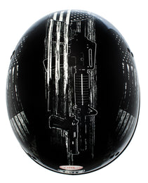 Hot Leathers HLD1043 Gloss Black Black and White Warrior Bullet Advanced DOT Skull Half Helmet