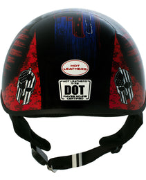 Hot Leathers HLD1044 Gloss Black Warrior Bullet Advanced DOT Skull Half Helmet Biker