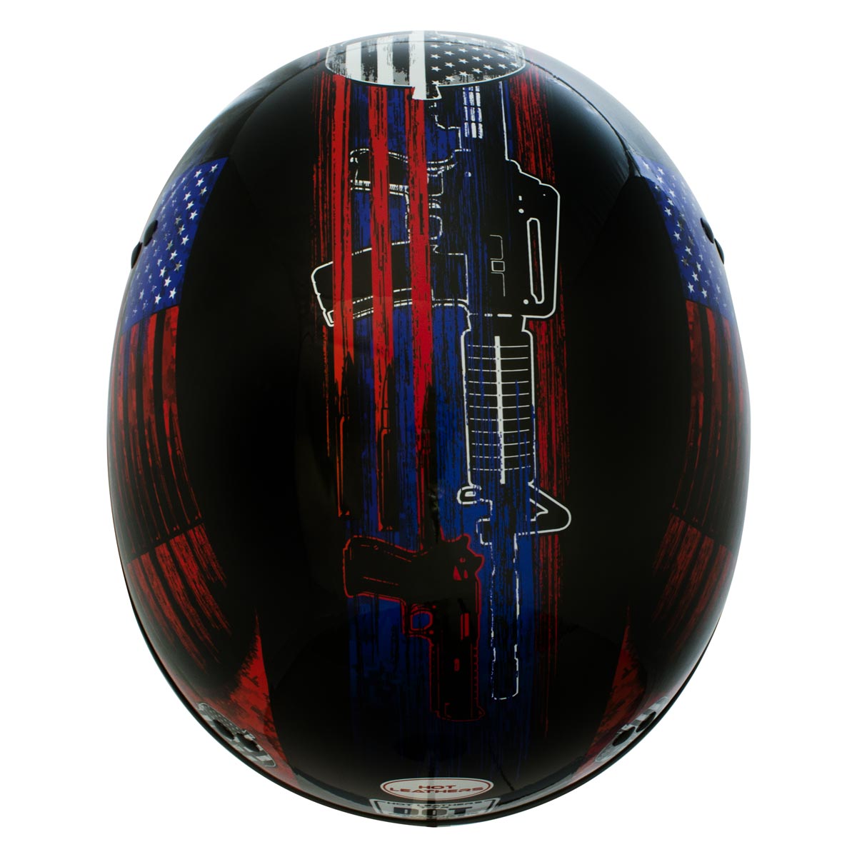 Hot Leathers HLD1044 Gloss Black Warrior Bullet Advanced DOT Skull Half Helmet Biker