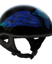 Hot Leathers HLD1045 Gloss Black Cross De Lis Advanced DOT Approved Skull Half Helmet Biker