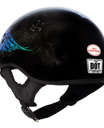 Hot Leathers HLD1045 Gloss Black Cross De Lis Advanced DOT Approved Skull Half Helmet Biker