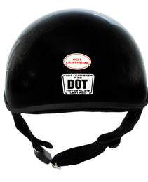Hot Leathers HLD1045 Gloss Black Cross De Lis Advanced DOT Approved Skull Half Helmet Biker