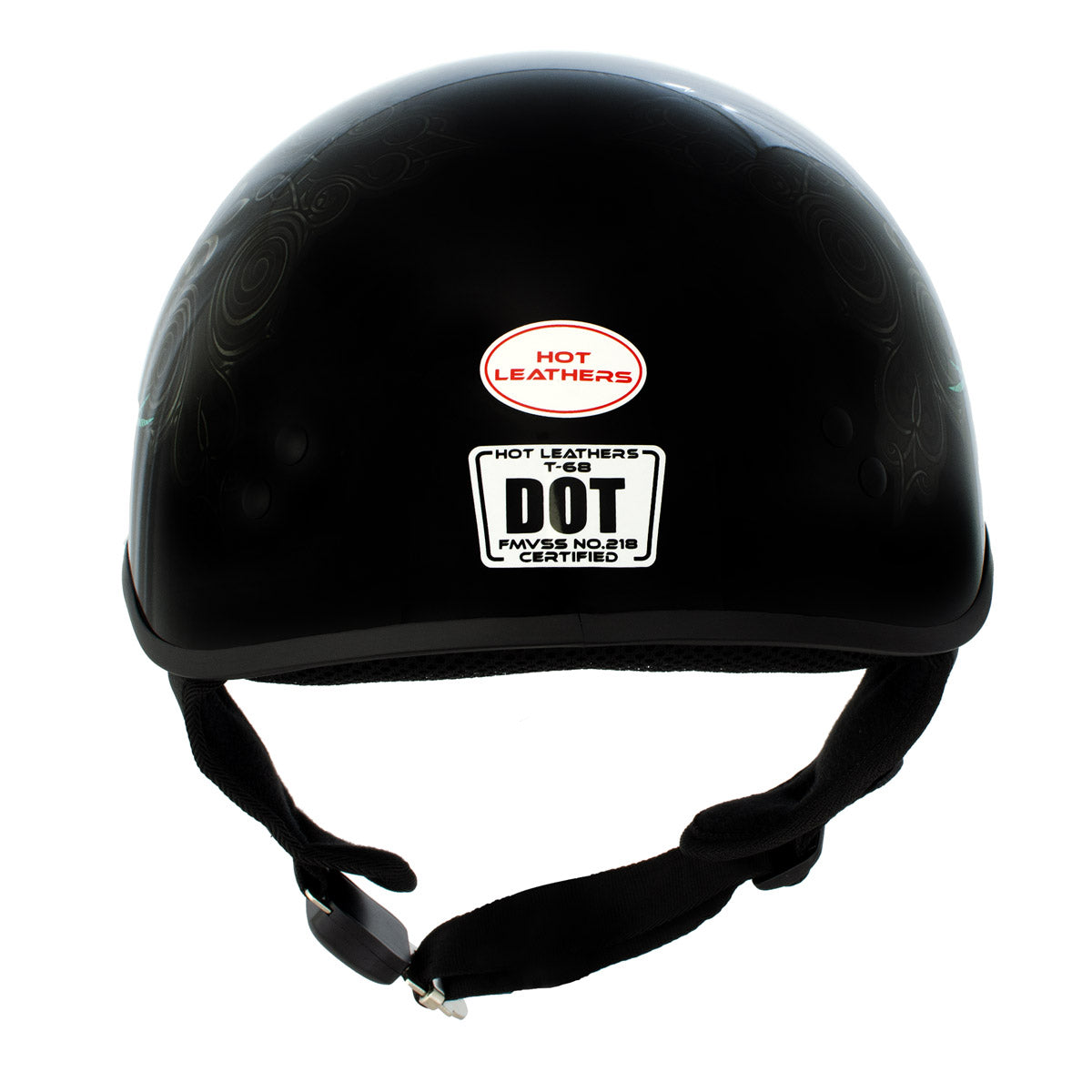 Hot Leathers HLD1045 Gloss Black Cross De Lis Advanced DOT Approved Skull Half Helmet Biker