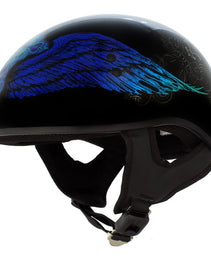 Hot Leathers HLD1045 Gloss Black Cross De Lis Advanced DOT Approved Skull Half Helmet Biker