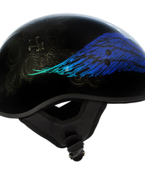 Hot Leathers HLD1045 Gloss Black Cross De Lis Advanced DOT Approved Skull Half Helmet Biker