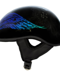 Hot Leathers HLD1045 Gloss Black Cross De Lis Advanced DOT Approved Skull Half Helmet Biker