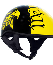 Hot Leathers HLD1046 We the People Glossy Black and Yellow DOT Skull Half Motorcycle Helmet