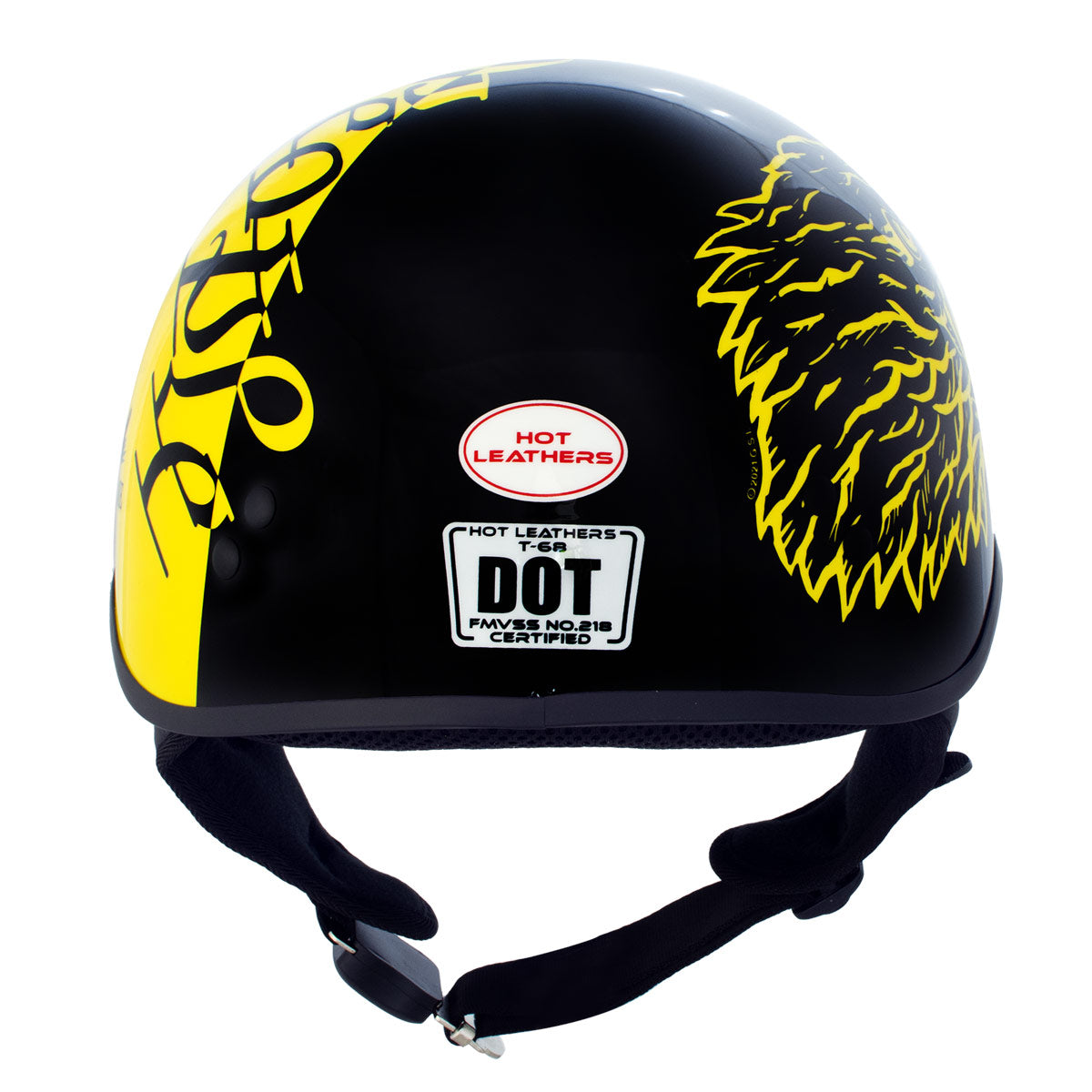 Hot Leathers HLD1046 We the People Glossy Black and Yellow DOT Skull Half Motorcycle Helmet