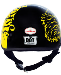 Hot Leathers HLD1046 We the People Glossy Black and Yellow DOT Skull Half Motorcycle Helmet