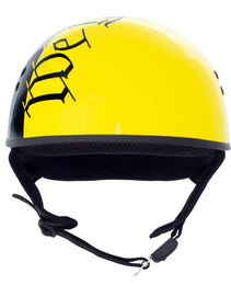 Hot Leathers HLD1046 We the People Glossy Black and Yellow DOT Skull Half Motorcycle Helmet