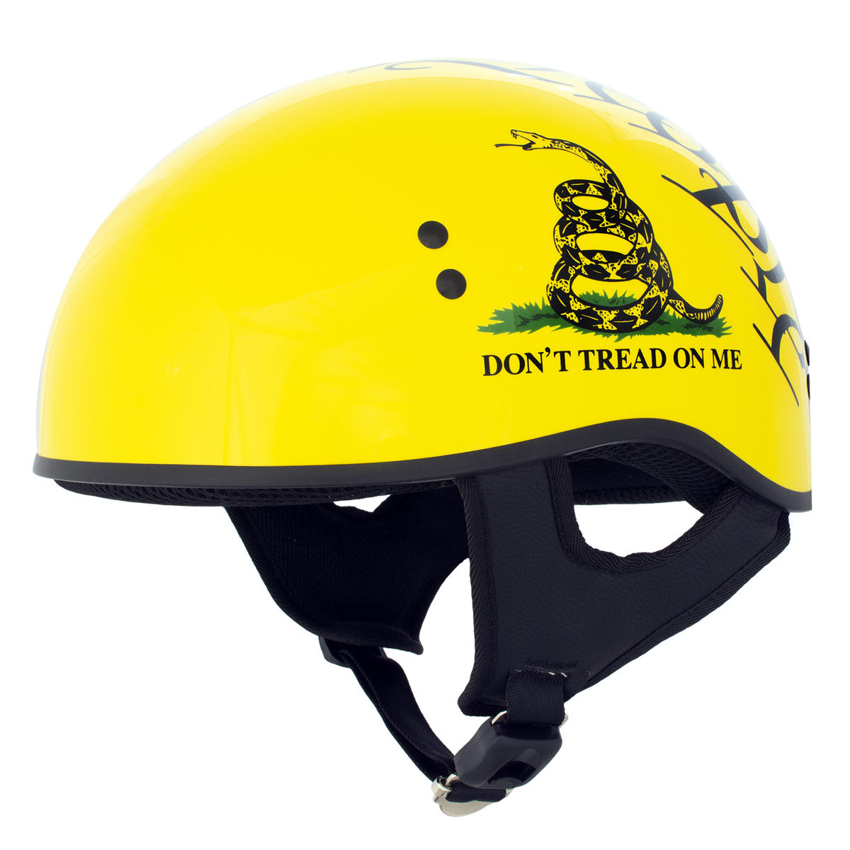 Hot Leathers HLD1046 We the People Glossy Black and Yellow DOT Skull Half Motorcycle Helmet