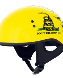 Hot Leathers HLD1046 We the People Glossy Black and Yellow DOT Skull Half Motorcycle Helmet