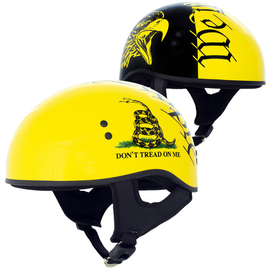 Hot Leathers HLD1046 We the People Glossy Black and Yellow DOT Skull Half Motorcycle Helmet
