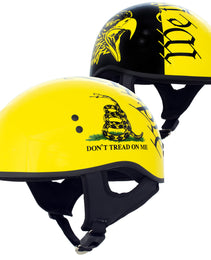 Hot Leathers HLD1046 We the People Glossy Black and Yellow DOT Skull Half Motorcycle Helmet