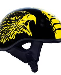 Hot Leathers HLD1046 We the People Glossy Black and Yellow DOT Skull Half Motorcycle Helmet