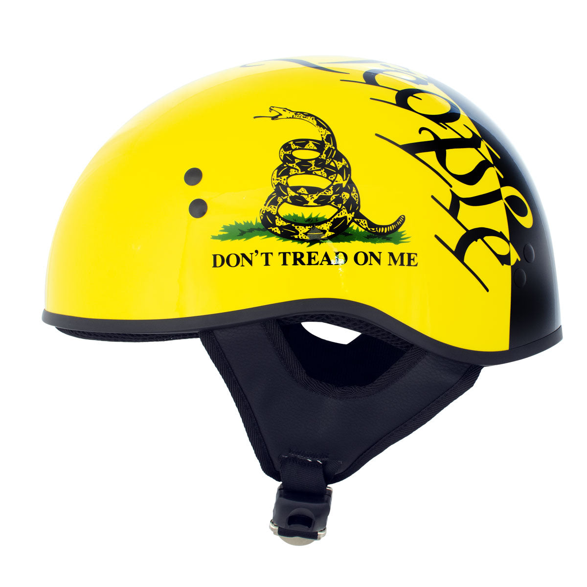 Hot Leathers HLD1046 We the People Glossy Black and Yellow DOT Skull Half Motorcycle Helmet