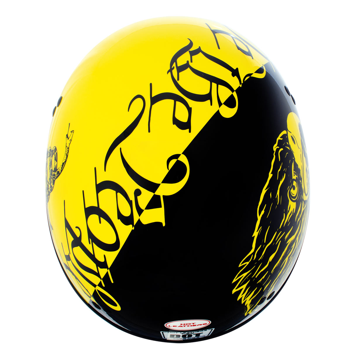 Hot Leathers HLD1046 We the People Glossy Black and Yellow DOT Skull Half Motorcycle Helmet