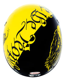 Hot Leathers HLD1046 We the People Glossy Black and Yellow DOT Skull Half Motorcycle Helmet