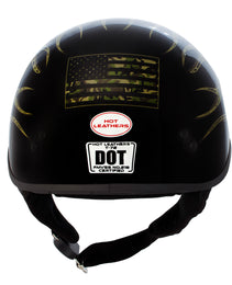 Hot Leathers HLD1047 Gloss Black Camo Skull Flames DOT Skull Half Motorcycle Helmet w/ Drop Down Tinted Visor