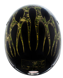 Hot Leathers HLD1047 Gloss Black Camo Skull Flames DOT Skull Half Motorcycle Helmet w/ Drop Down Tinted Visor