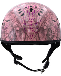 Hot Leathers HLD1048 Live, Love Ride Gloss Pink Motorcycle DOT Approved Skull Cap Half Biker Helmet