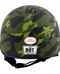 Hot Leathers HLD1049 Camo Matte Green Motorcycle Skull Cap Half Helmet DOT Approved