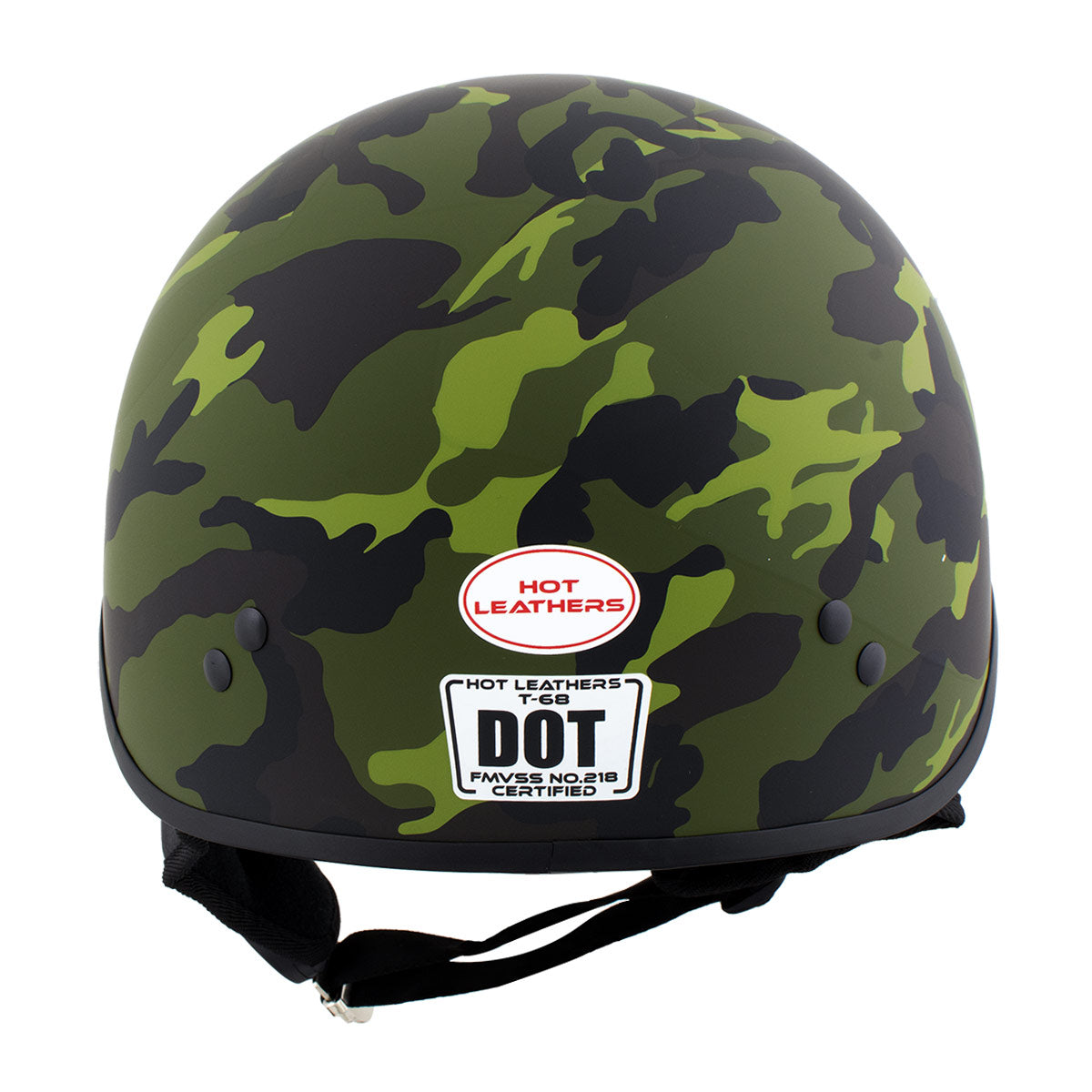 Hot Leathers HLD1049 Camo Matte Green Motorcycle Skull Cap Half Helmet DOT Approved