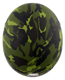 Hot Leathers HLD1049 Camo Matte Green Motorcycle Skull Cap Half Helmet DOT Approved