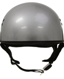 Hot Leathers HLD1050 Glossy Silver Motorcycle DOT Approved Skull Cap Half Helmet Biker
