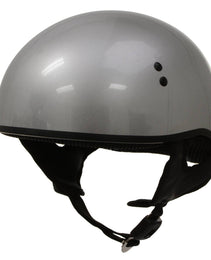 Hot Leathers HLD1050 Glossy Silver Motorcycle DOT Approved Skull Cap Half Helmet Biker