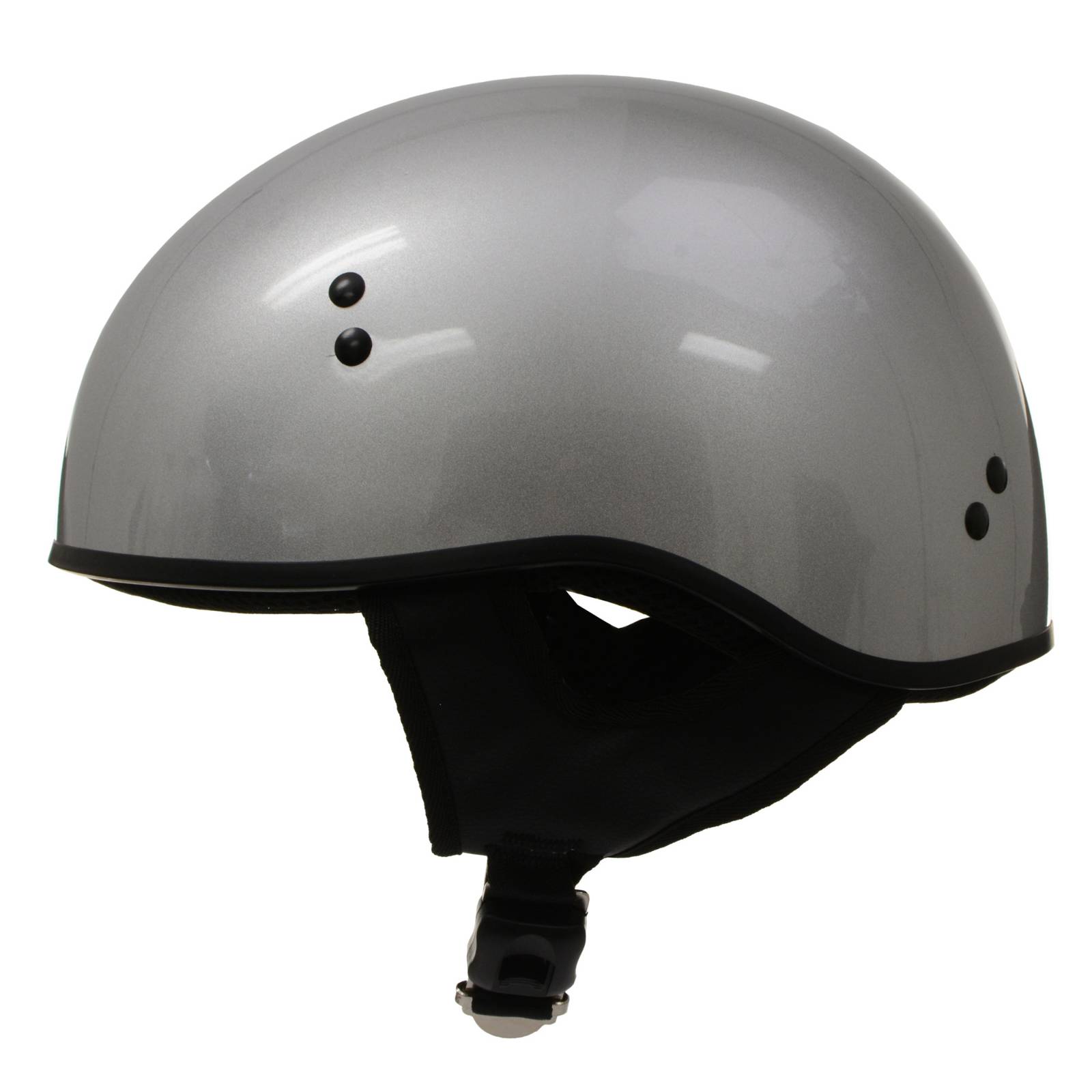 Hot Leathers HLD1050 Glossy Silver Motorcycle DOT Approved Skull Cap Half Helmet Biker
